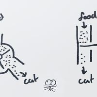 Turn and latch cat food dispense systems schematic