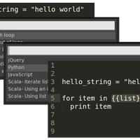 Screenshot of Sublime text plugin to insert CodeCook.io snippets while inside the editor.