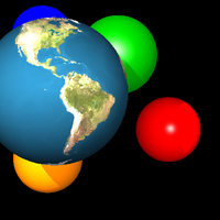Earth textured sphere rendered using ray tracing.