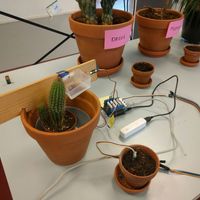 Arduino watering system setup with LED indicator.