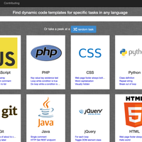 Screenshot of CodeCook.io homepage with supported languages, libraries and more.
