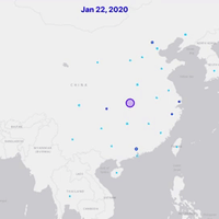 Animation of virus spread up to 29th of Februari 2020.