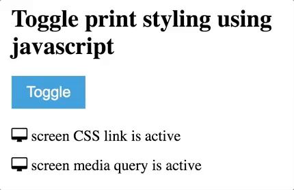 Example print CSS toggle