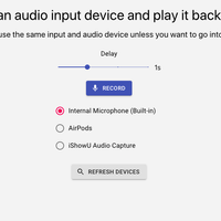Screenshot of web app that loops back the microphone audio